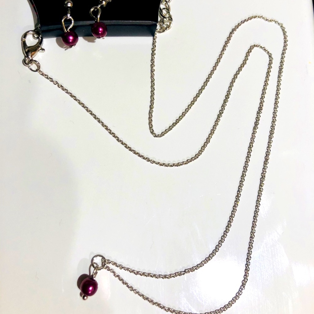 Dainty purple eggplant necklace and earring set